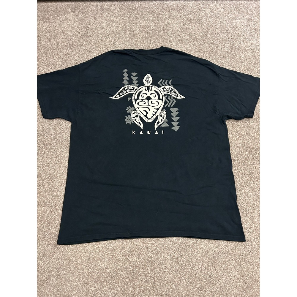 Kauai Sea Turtle T-Shirt Mens XL Black Excellent Tribal Graphic Tee